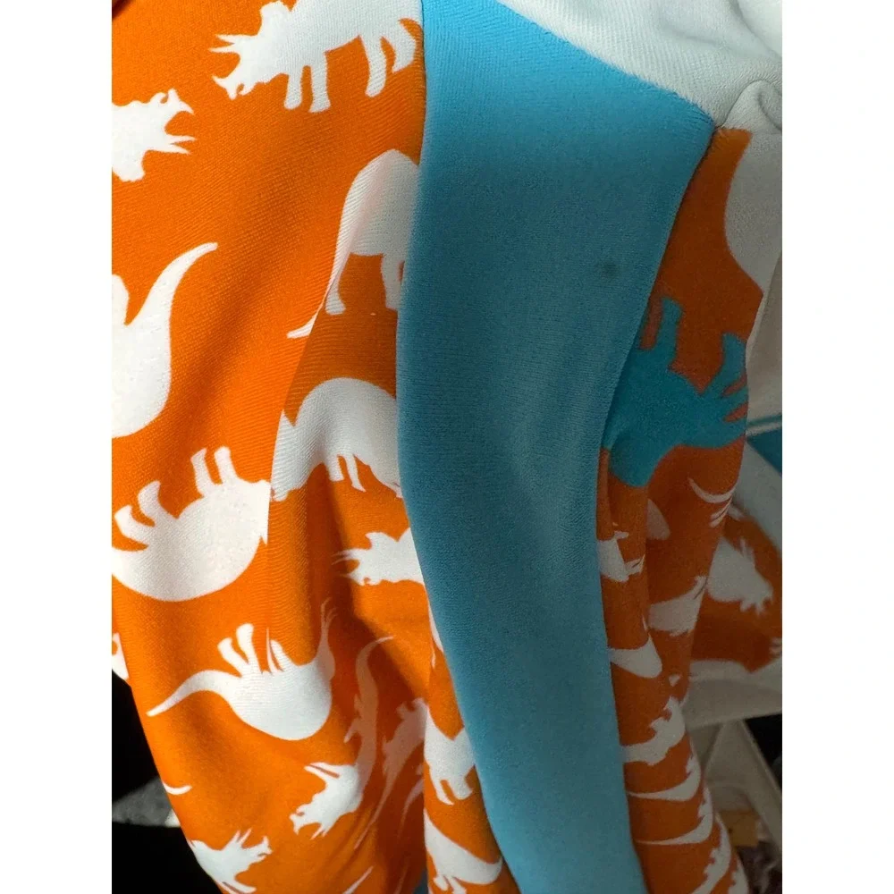 SwimZip Dino Mite Sunsuit Orange Dinosaur UPF 50+ Swimsuit 6-12M Long Sleeve